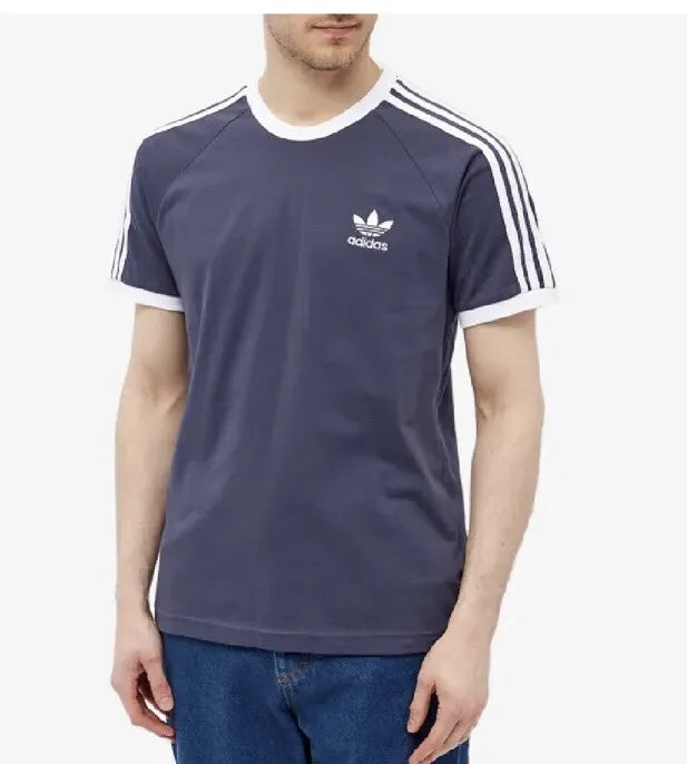 Adidas Originals Men's 3 Stripes Tee T-shirt Crew Neck Short Sleeve Navy