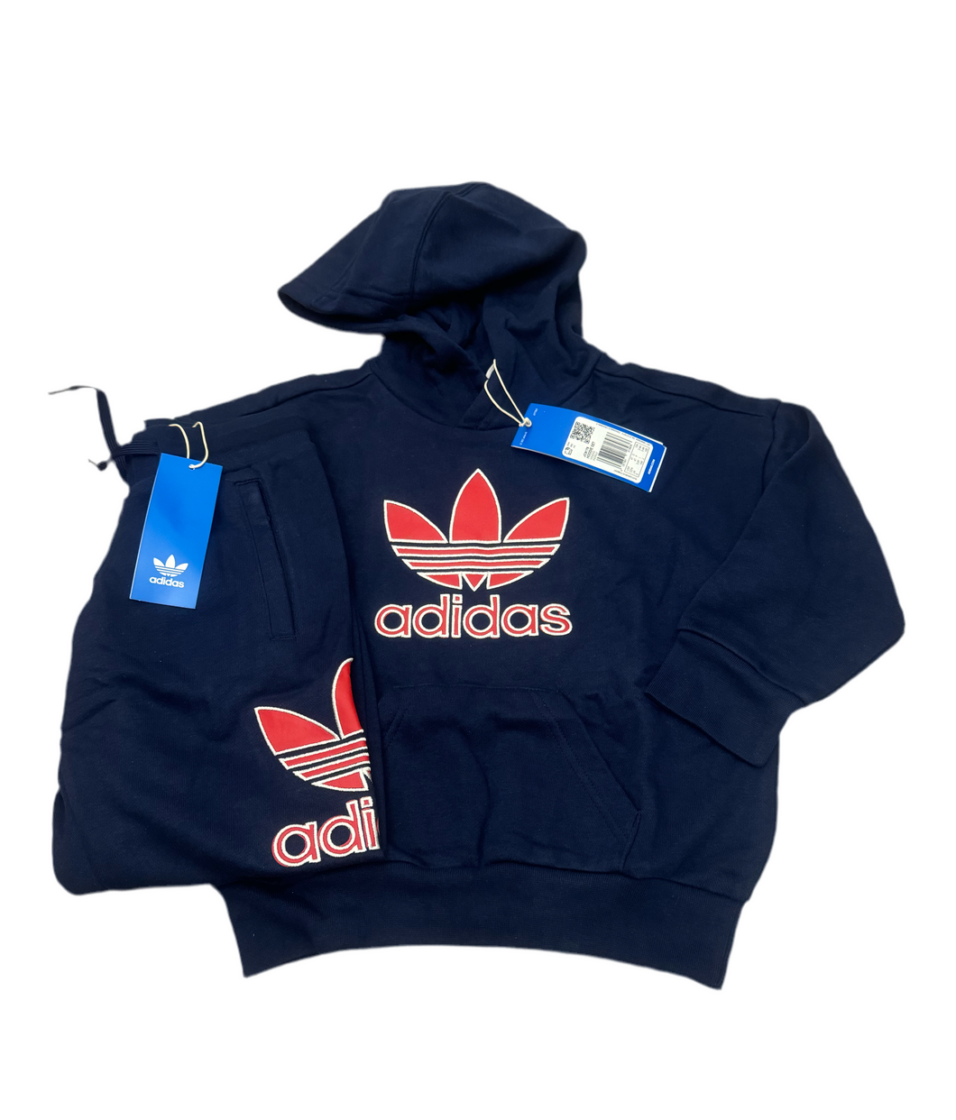 Adidas trefoil hoodie set on sale