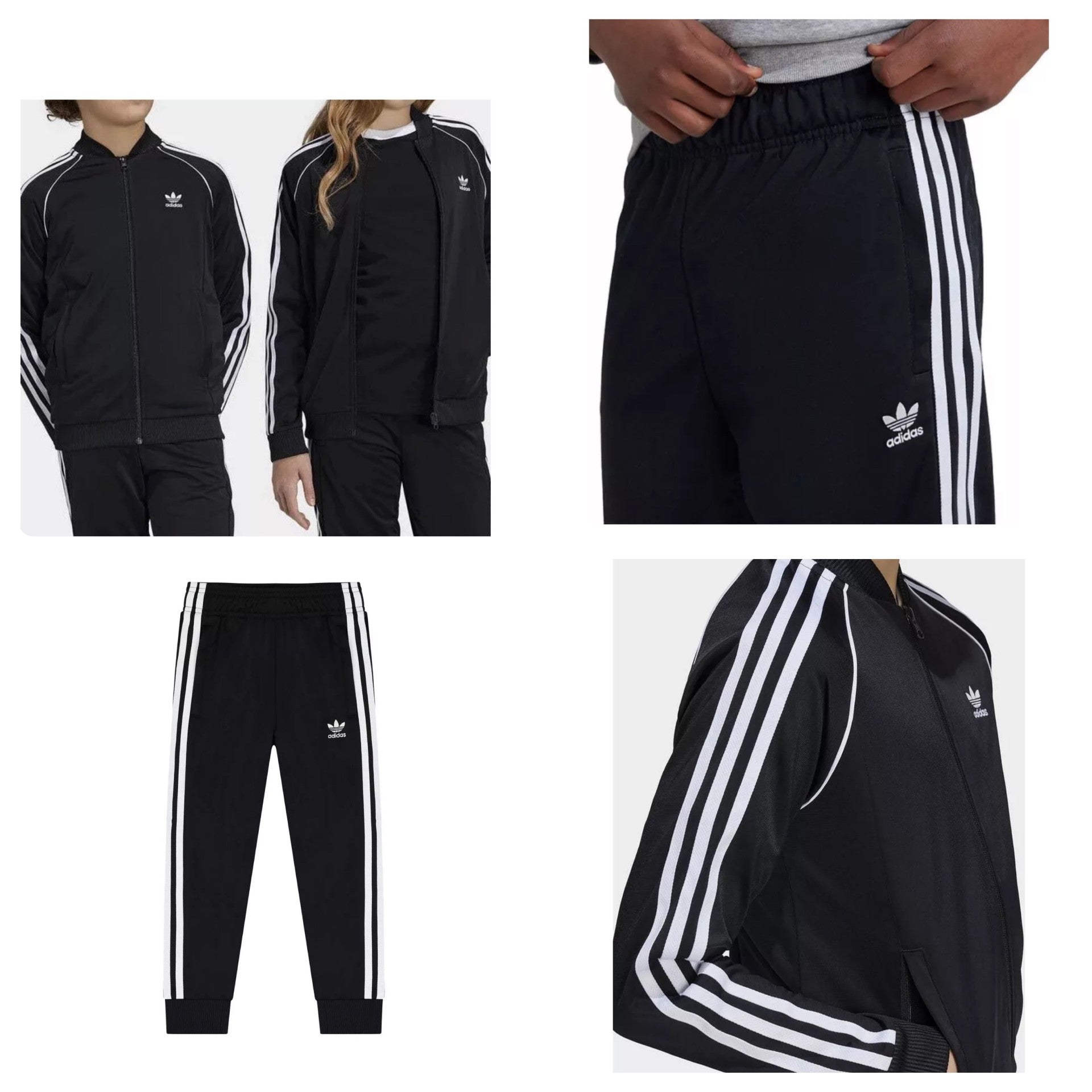 Adidas Originals SST Junior full Tracksuit Kids Zip Track Black 7-16 Years