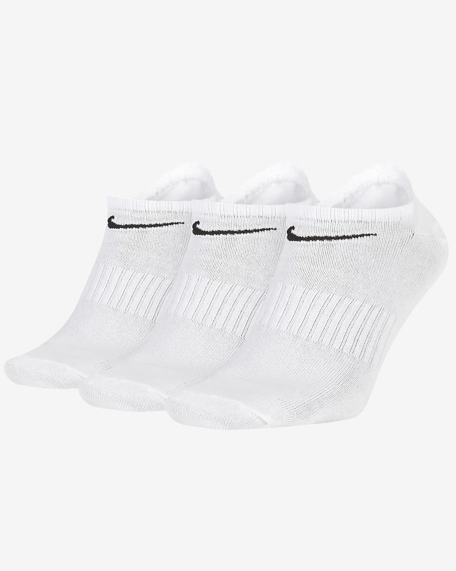 Nike 3 Pairs Socks DRI-FIT Men Women Everyday Sports No Show Cotton White