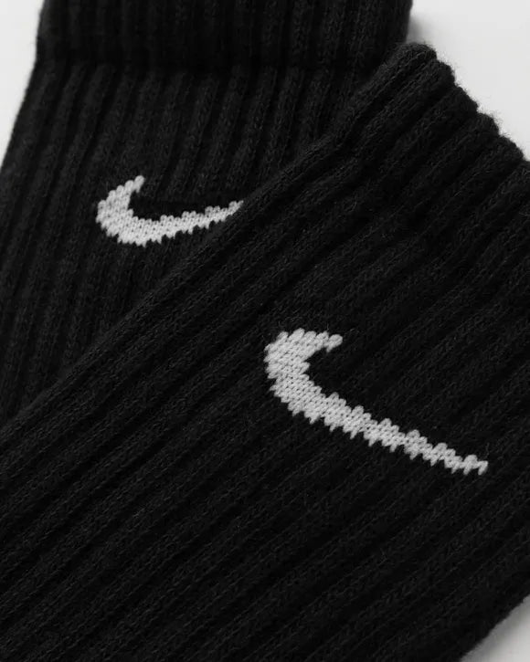 Nike 3 Pairs Socks DRI-FIT Men Women Everyday Sports Crew Cotton Black SX4508-010
