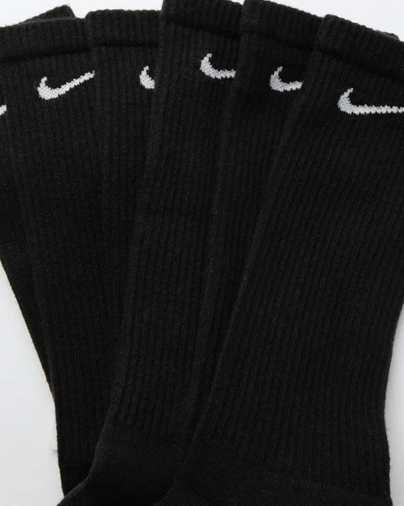 Nike 6 Pairs Socks DRI-FIT Men Women Everyday Sports Crew Cotton Black SX7666-010
