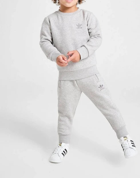 Adidas Kids Tracksuit Trefoil Crew Set 2 to 5 Years Blue Outfit Unisex