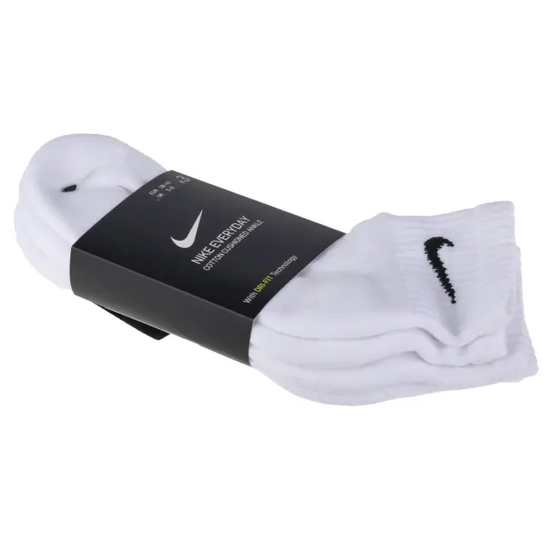 Nike 3 Pairs Socks DRI-FIT Men Women Everyday Sports Ankle Cotton White