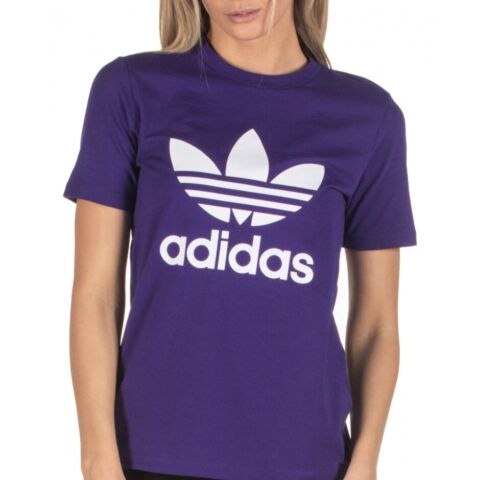 Women Adidas Originals Logo T-Shirt Short Sleeve T-Shirt -Purple