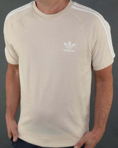 Adidas Originals Men's 3 Stripes Tee T-shirt Crew Neck Short Sleeve Beige RRP £29.99
