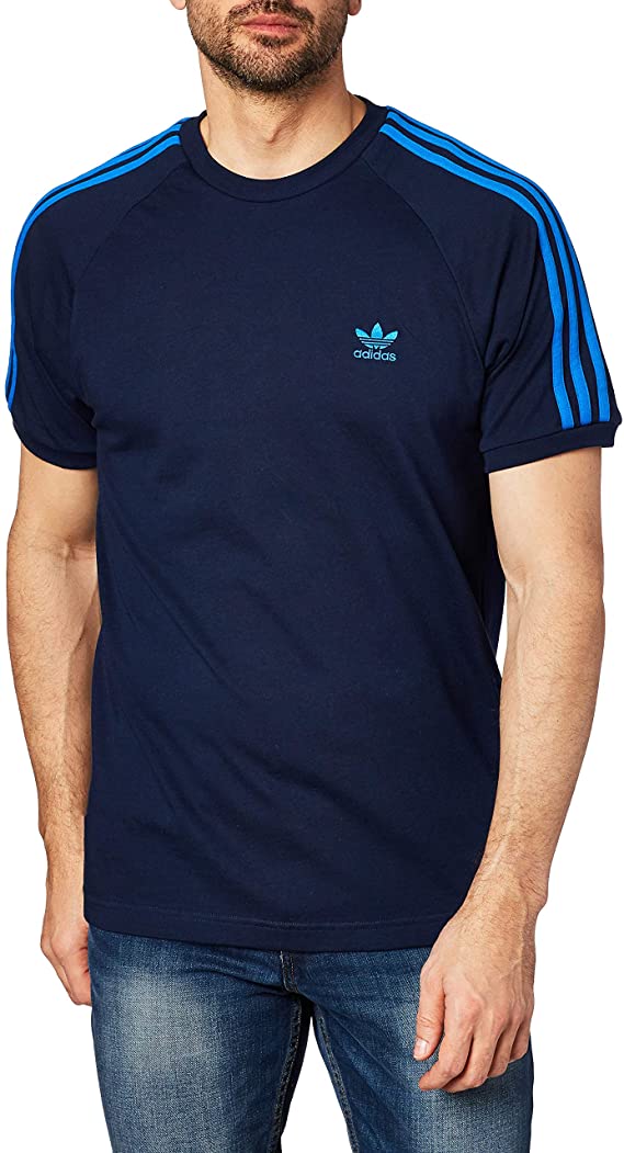 Adidas Originals Men's 3 Stripes Tee T-shirt Crew Neck Short Sleeve Navy RRP £29.99