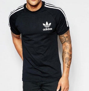 Adidas Men's Original Short Slv 3 Stripe Essential California T-Shirt Gray  XL