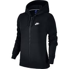 Nike Women's Hoodie Top Fleece Jacket Full Zip Sport Sweatshirt Black Joggi