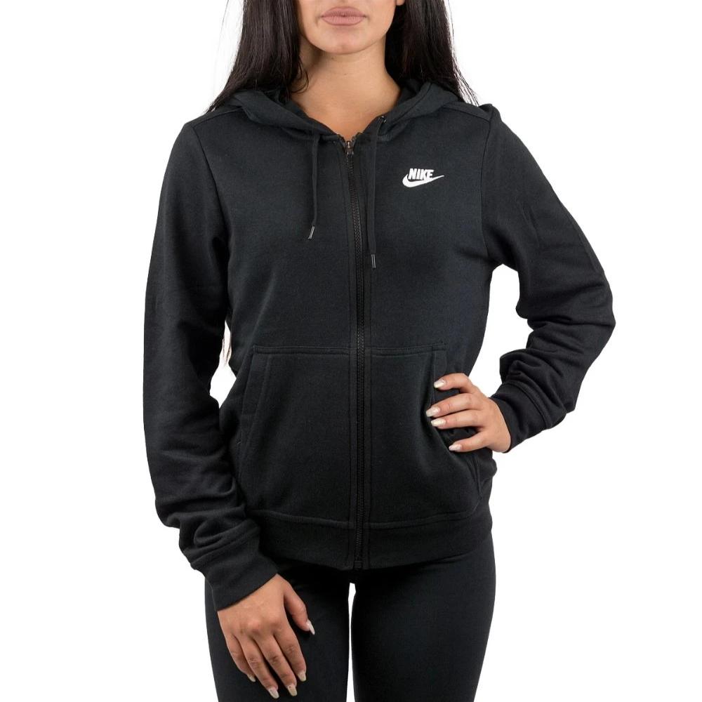 Nike Full Zip Hooded Jacket Womens Black Fleece Lined Sporty